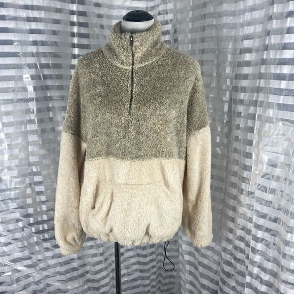 Doe & Rae Quarter Zip Two Tone Fleece Pullover - Picture 1 of 7